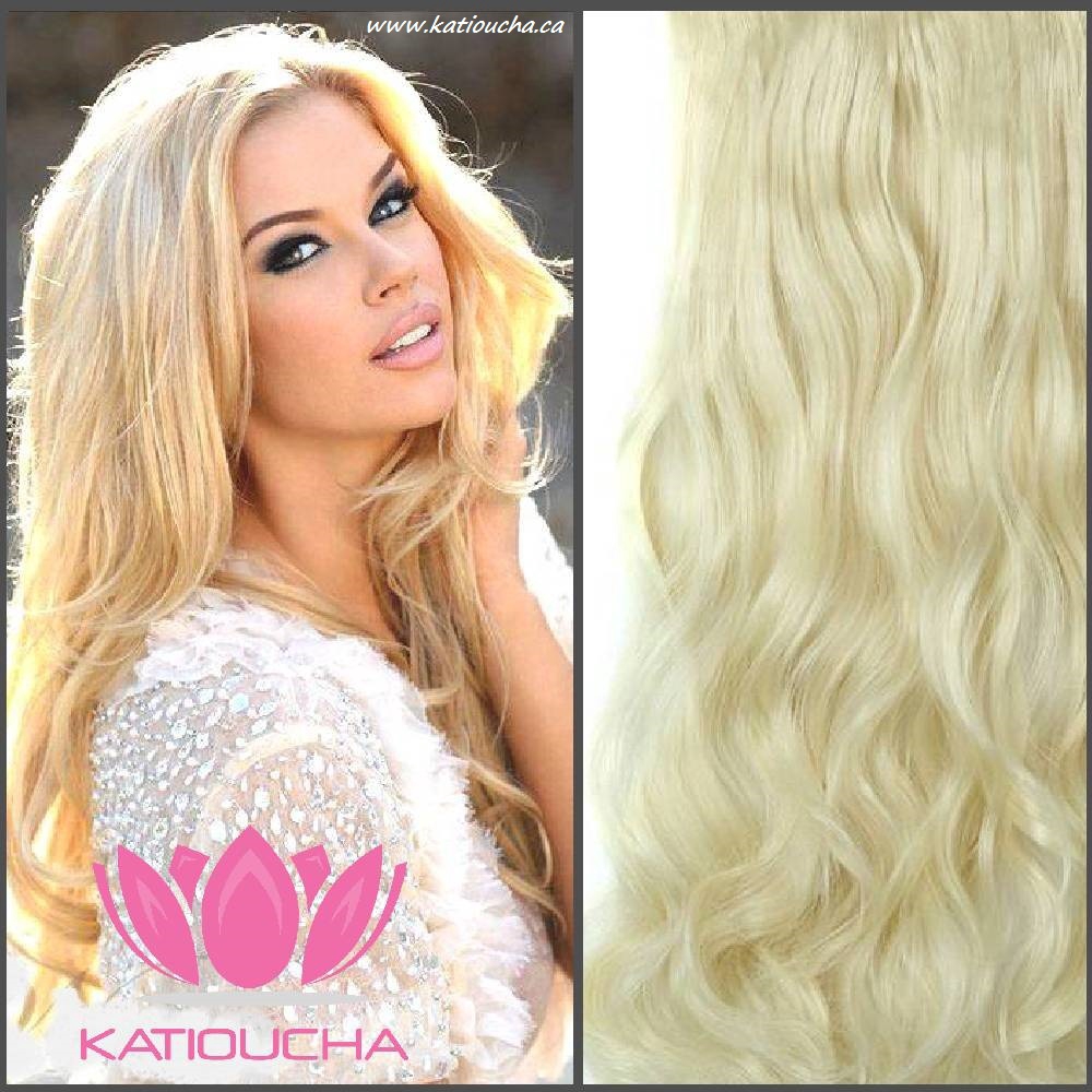 CLIP IN Hair Extension Loose Curl Wavy Curly Hair 60 Cm 24BLONDE