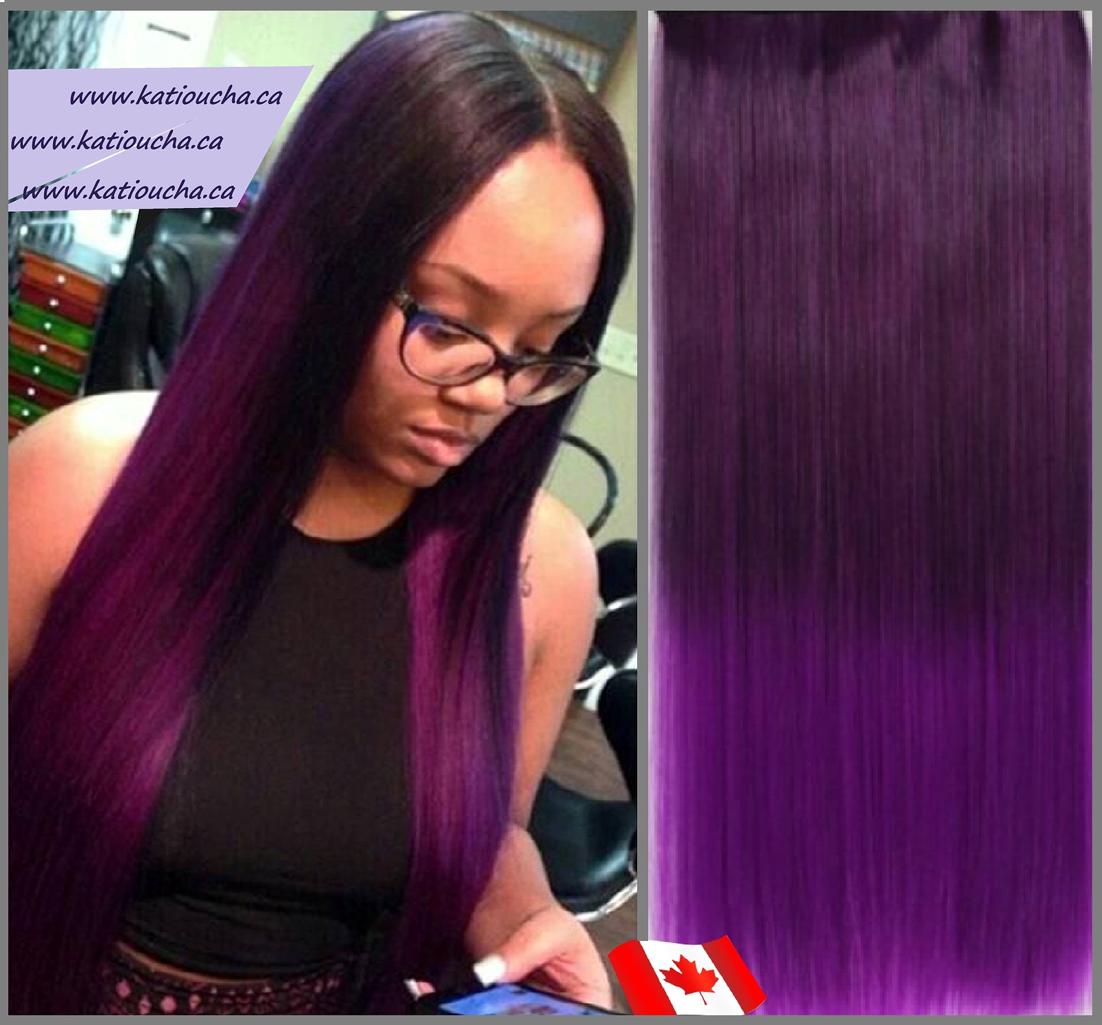 Clip In Hair Extension Straight Hair 60 Cm 24 120g Color PURPLE