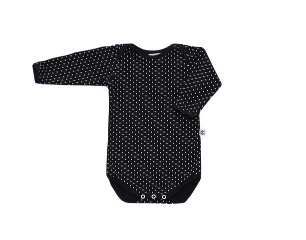 Black With White Dots Long Sleeve Jumpsuit 0201p